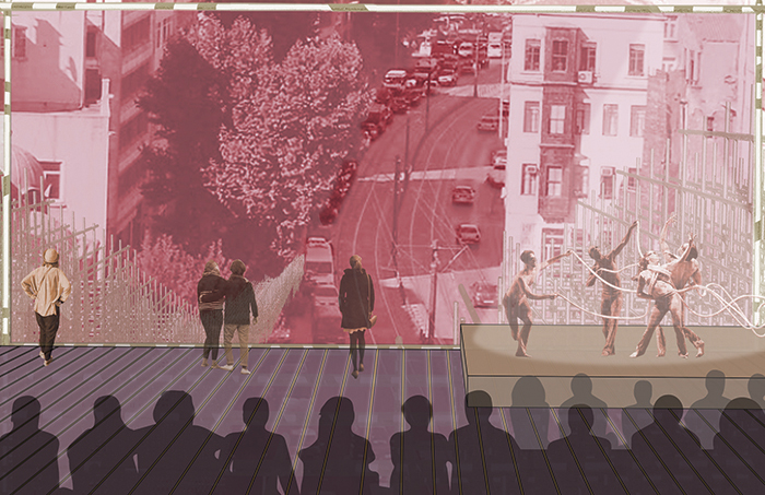 Perspective view from proposal looking towards traffic